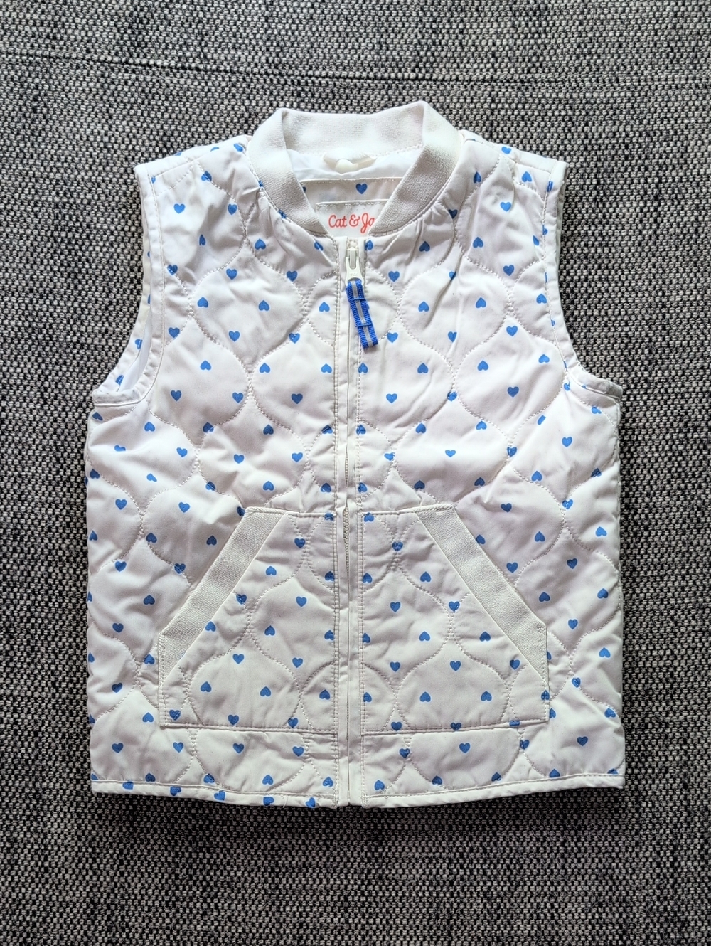 Cat & Jack White Vest with Blue Heart Print